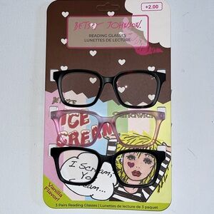 Betsey Johnson Readers Pink frost  brown Marble womens reading Glasses +2.00